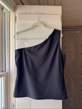Everlane One-Shoulder Black Tank Top